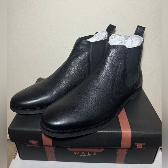Walk London Black Leather Chelsea Boots Men’s US size 11 - Picture 1 of 8